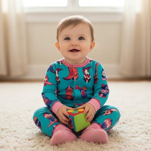 Little Blue House Hatley Cowgirl Boots Footless Onepiece 3-6 Months - Picture 1 of 10